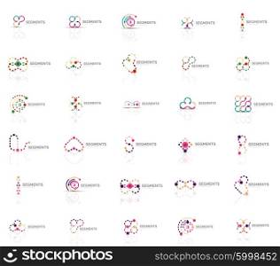 Set of vector linear logotypes, geometric abstract symbols, elegant icons. Modern minimalist elements for branding and logo design.