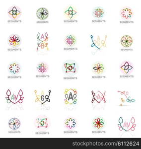 Set of vector linear logotypes, geometric abstract symbols, elegant icons. Modern minimalist elements for branding and logo design.