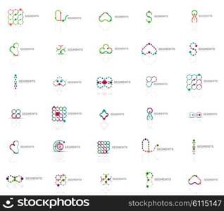 Set of vector linear logotypes, geometric abstract symbols, elegant icons. Modern minimalist elements for branding and logo design.