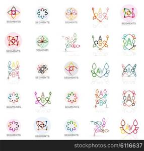 Set of vector linear logotypes, geometric abstract symbols, elegant icons. Modern minimalist elements for branding and logo design.