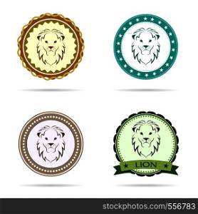 Set of vector lion label on white background