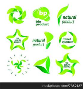 set of vector logos for organic natural products