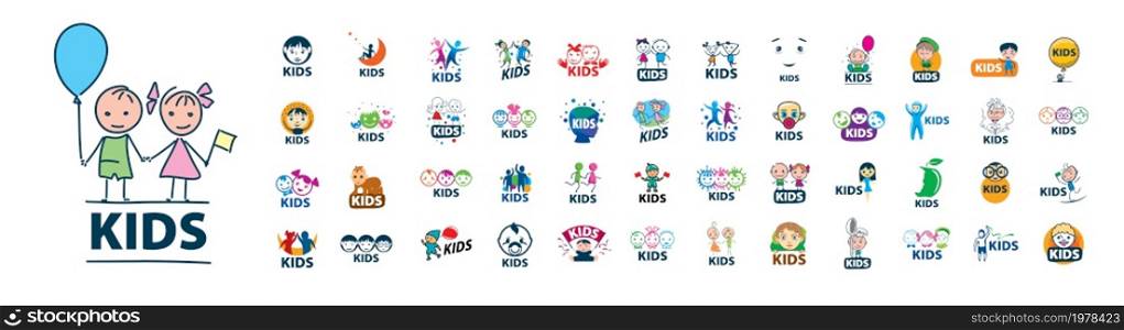 Set of vector logos Kids on a white background.. Set of vector logos Kids on a white background