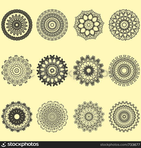 set of vector mandala patterns