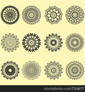 set of vector mandala patterns