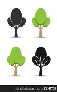 Set of vector options tree icons. Flat simple design for decoration of the theme of nature and a healthy lifestyle.