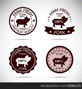 Set of vector pig label on white background