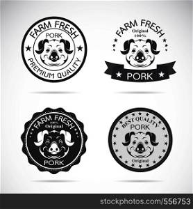 Set of vector pig label on white background