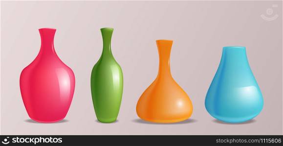 Set of vector realistic colorful vases for design and your creativity