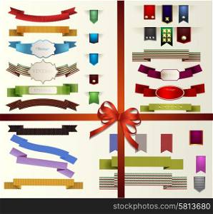Set of vector retro ribbons, vintage labels, emblem. Elements for design.