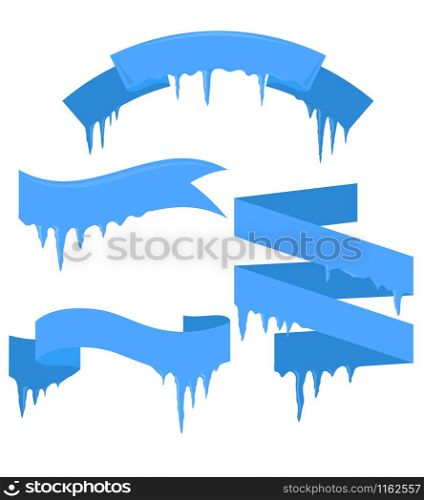 Set of vector ribbons with icicles for your business