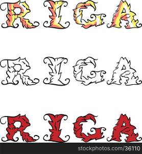 set of vector Riga hand written inscription, typography for poster, card, calligraphy lettering art