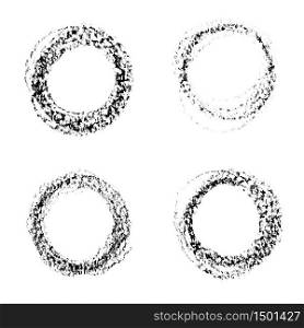 Set of vector round grunge frames. Hand drawn design elements. Abstract ink shapes