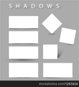 Set of vector shadow effects - white cards with realistic shadows