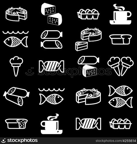 set of vector silhouettes of icons on the food theme