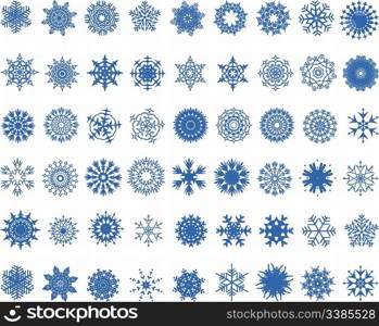 Set of vector snowflakes in different shape