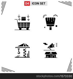 Set of Vector Solid Glyphs on Grid for ai, architecture, shopping, dustpan, marketing Editable Vector Design Elements