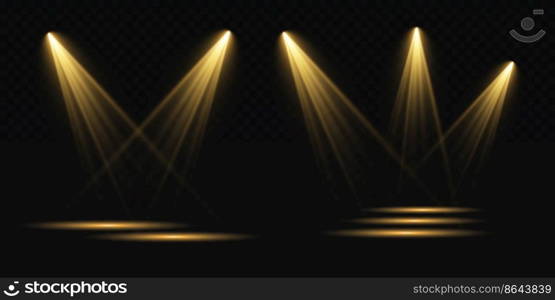 Set of vector spotlights. various forms of light. Stage spotlights. Light effects. Glow light effect. Vector illustration. Set of vector spotlights. various forms of light. Stage spotlights. Light effects. Glow light effect. Vector illustration.