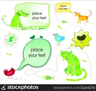 Set of vector talking animals.