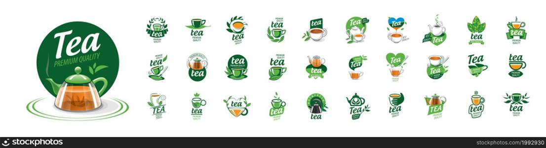 Set of vector Tea logos on a white background.. Set of vector Tea logos on a white background