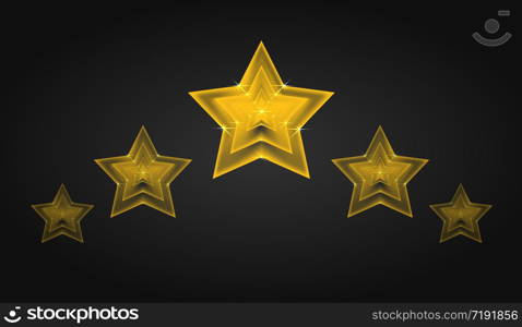 Set of vector transparent golden stars with glitter for logos, icons, and design elements of your creativity. Set of vector transparent golden stars with glitter for logos, i