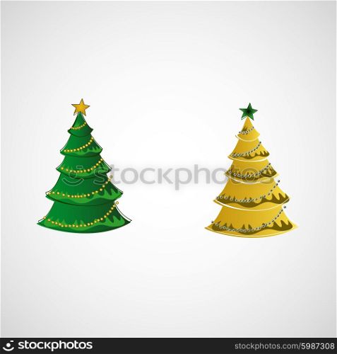 Set of vector trees on a light background.. Set of vector trees on a light background