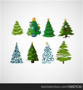Set of vector trees on a light background.. Set of vector trees on a light background