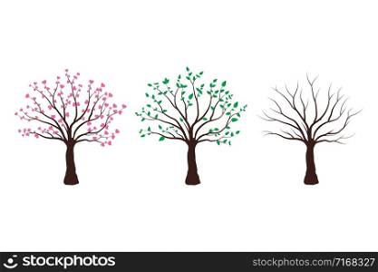 Set of vector trees on white