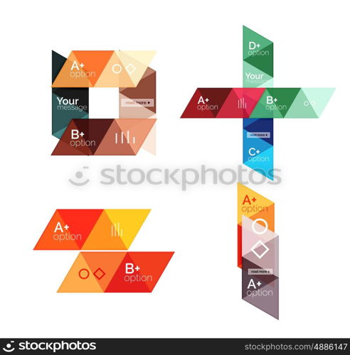 Set of vector triangle geometric infographic for workflow layout, diagram, number options or web design