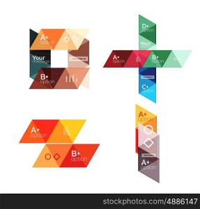 Set of vector triangle geometric infographic for workflow layout, diagram, number options or web design
