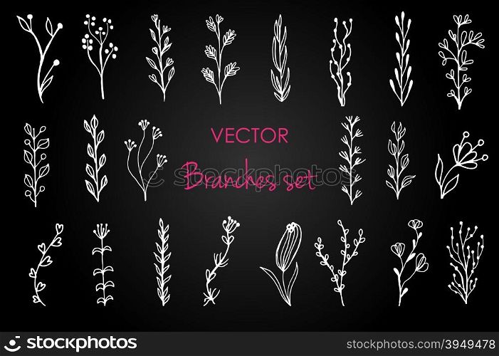 Set of vector vintage floral elements. Decoration elements for design invitation, wedding cards, valentines day, greeting cards