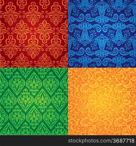 set of vector vintage seamless patterns