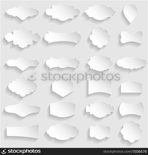 Set of vector volumetric vintage frames with shadows. White paper cut frames.