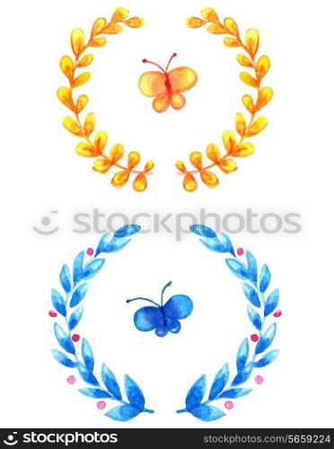 Set of vector watercolor floral frames
