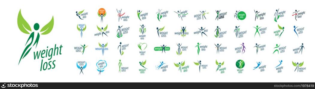 Set of vector Weight Loss logos on a white background.. Set of vector Weight Loss logos on a white background
