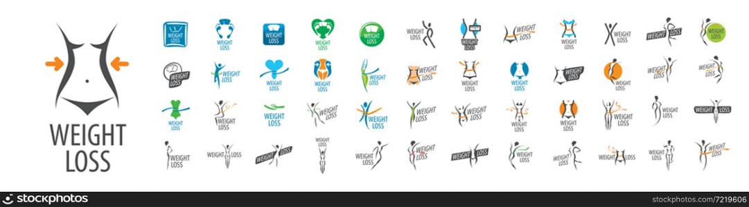 Set of vector Weight Loss logos on a white background.. Set of vector Weight Loss logos on a white background