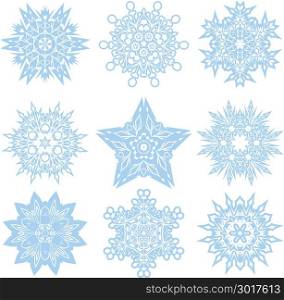 Set of Vector Winter Snowflakes for Christmas