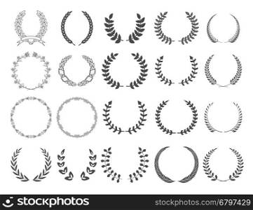 Set of vector Wreaths. Design elements for logo, label, emblem, sign, badge. Vector illustration.