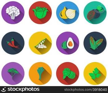 Set of vegetable icons in flat design
