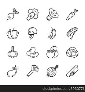 Set of vegetables and fruits icons , eps10 vector format