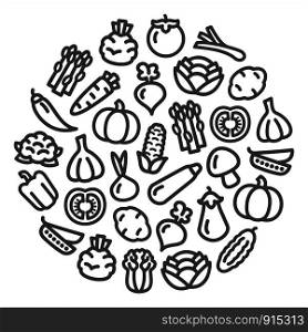 Set of vegetables icons illustration background in a circular shape