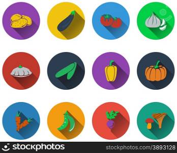 Set of vegetables icons in flat design. EPS 10 vector illustration with transparency.