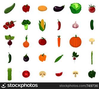 Set of vegetables isolated on white background. Vegetarian organic healthy food. Vector illustration for design.. Set of vegetables isolated on white background. Vegetarian organic healthy food. Vector.