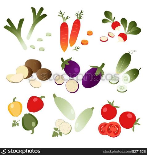 Set of vegetables on white background. eps 10