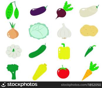 Set of vegetables vector illustration. Healthy organic natural food. Autumn harvest of grown vegetables.. Set of vegetables vector illustration