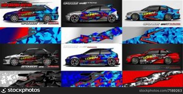 set of vehicle graphic kit vector. Modern abstract background for car wrap branding and automobile sticker decals livery