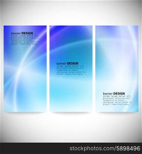 Set of vertical banners. Abstract background, blue texture vector.