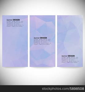 Set of vertical banners. Abstract blue background, triangle design vector illustration.