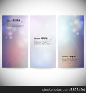 Set of vertical banners. Abstract multicolored defocused lights background vector illustration.. Set of vertical banners. Abstract multicolored defocused lights background vector illustration