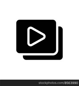 Set of video files black glyph ui icon. Gallery. Simple filled line element. User interface design. Silhouette symbol on white space. Solid pictogram for web, mobile. Isolated vector illustration. Set of video files black glyph ui icon